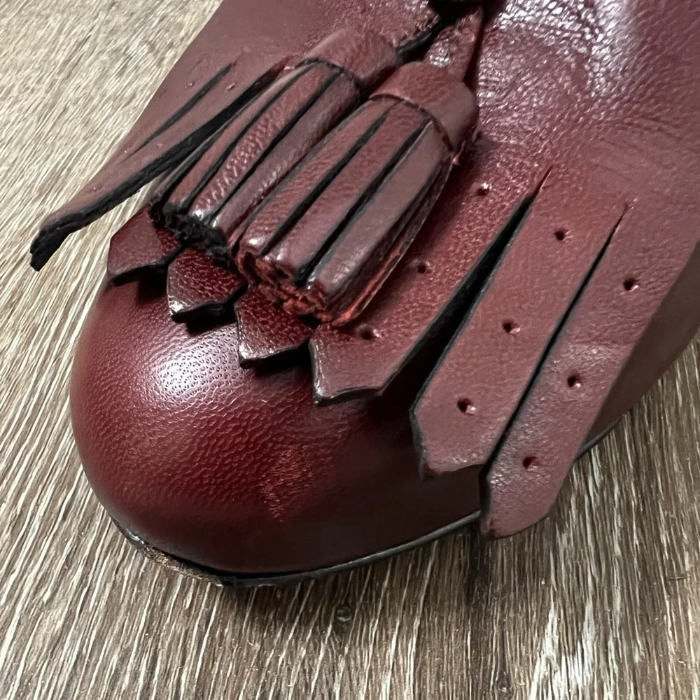 Ann Taylor Burgundy Leather Heels Size 8 - Picture 14 of 15